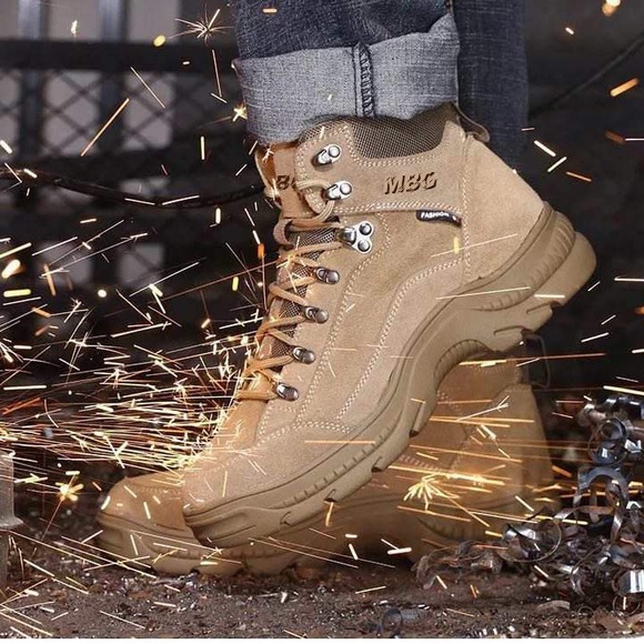 Men’s work boots with steel toe  leather boots high quality comfortable boots - Picture 3 of 13